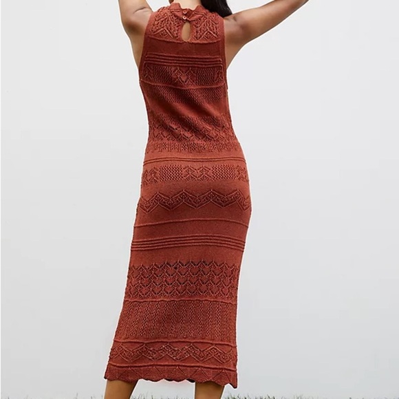 NWT ANTHROPOLOGIE Cruchet Rust Sleeveless midi Dress size S - Picture 5 of 12